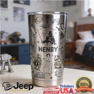 Star Wars Characters Henry Silver Sketch 20oz Retro Gift For Men Stainless Steel Insulated Tumbler