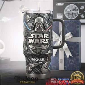 Star Wars Darth Vader 50th Anniversary Michael Silver Retro Gift For Fans Stainless Steel Insulated Tumbler