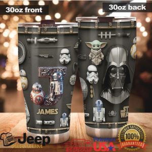 Star Wars Darth Vader James Initial 3D Retro Gift For Men Stainless Steel Insulated Tumbler