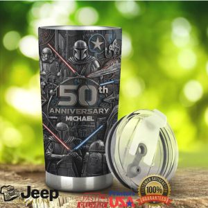 Star Wars Mandalorian Bounty Hunter 50th Anniversary Retro Epic Gift Stainless Steel Insulated Tumbler