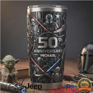 Star Wars Mandalorian Bounty Hunter 50th Anniversary Retro Epic Gift Stainless Steel Insulated Tumbler