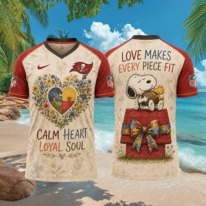 Tampa Bay Buccaneers Snoopy Autism Awareness Floral T Shirt Tampa Bay Buccaneers Snoopy Autism Awareness Floral T Shirt