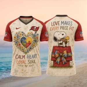Tampa Bay Buccaneers Snoopy Autism Awareness Floral T Shirt