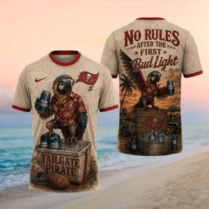 Tampa Bay Buccaneers Tailgate Pirate T Shirt Funny Bud Light No Rules Fan Gear