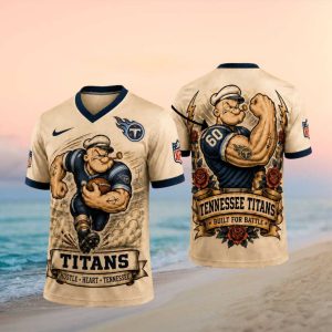 Tennessee Titans Popeye Built For Battle Custom NFL Football T Shirt