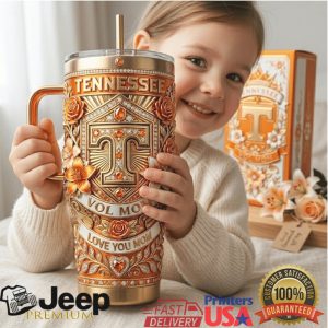 Tennessee Volunteers Vol Mom NCAA 2026 Retro Orange Floral Gifts for Fans Stainless Steel Insulated Tumbler