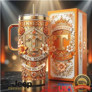 Tennessee Volunteers Vol Mom NCAA 2026 Retro Orange Floral Gifts for Fans Stainless Steel Insulated Tumbler
