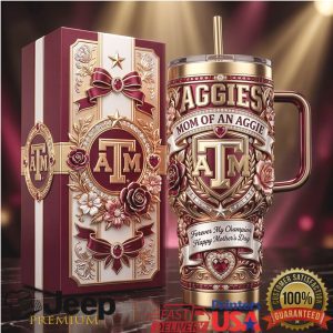 Texas A&M Aggies Mom Mother's Day 2026 Vintage 40oz Gifts for Fans Stainless Steel Insulated Tumbler