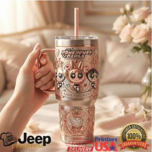 The Powerpuff Girls Love Is Power Retro Vintage 20oz Pink Gift Stainless Steel Insulated Tumbler
