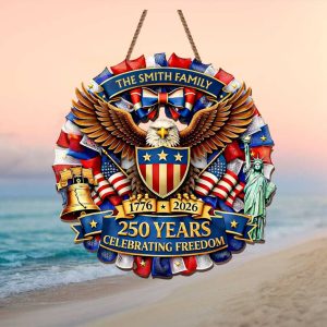 The Smith Family 250 Years Celebrating Freedom Patriotic Eagle Ornament