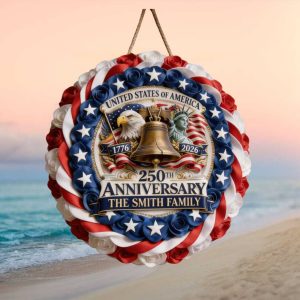 The Smith Family Custom 250th Anniversary Floral Wreath Ornament United States of America 1776 2026 Celebration Ornament