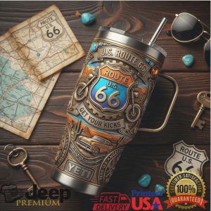 U.S. Route 66 Get Your Kicks Mother Road Vintage 2026 Retro Gifts For Men Stainless Steel Insulated Tumbler