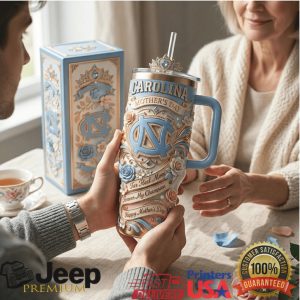 UNC North Carolina Tar Heels Mother's Day 2026 Retro Floral Gifts for Women Stainless Steel Insulated Tumbler