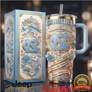 UNC North Carolina Tar Heels Mother's Day 2026 Retro Floral Gifts for Women Stainless Steel Insulated Tumbler