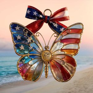 USA 250th Anniversary Butterfly Patriotic American Flag Wings DeOrnament