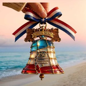 USA 250th Anniversary Liberty Bell Commemorative Ribbon DeOrnament Ornament