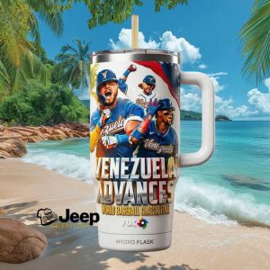 Venezuela Advances World Baseball Classic Final 2026 Retro Style Gifts for Baseball Fans Stainless Steel Insulated Tumbler