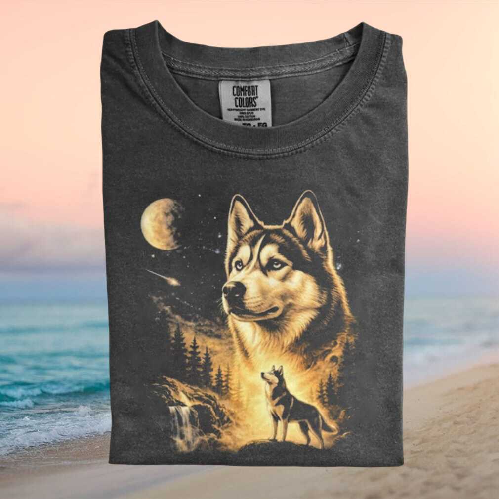 Vintage Siberian Husky Moon Howling Wolf Nature Aesthetic T Shirt Vintage Siberian Husky Moon Howling Wolf Nature Aesthetic T Shirt