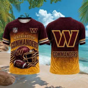 Washington Commanders Football Helmet 3D All Over Print T Shirt