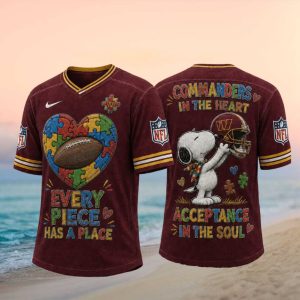 Washington Commanders Snoopy Autism Awareness Football T Shirt