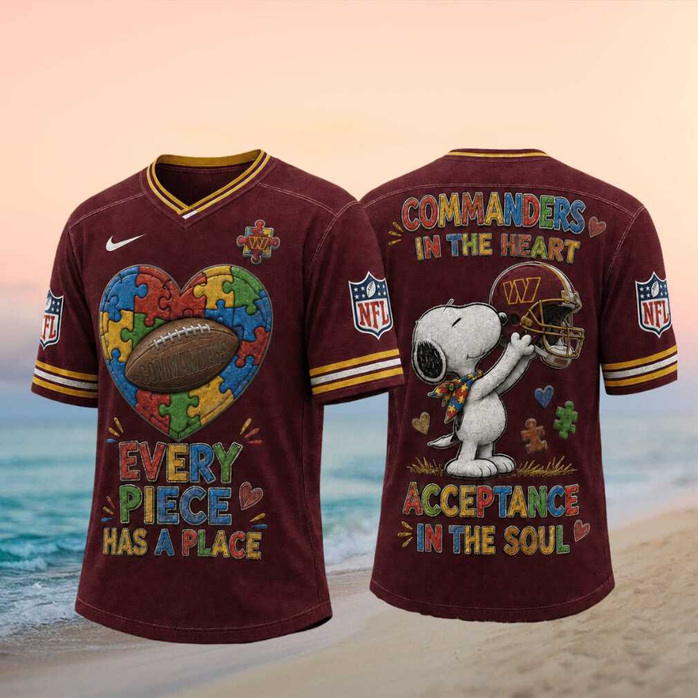 Washington Commanders Snoopy Autism Awareness Football T Shirt Washington Commanders Snoopy Autism Awareness Football T Shirt