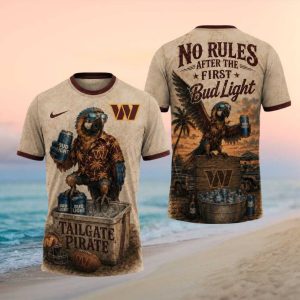 Washington Commanders Tailgate Pirate T Shirt Bud Light Parrot Football T Shirt
