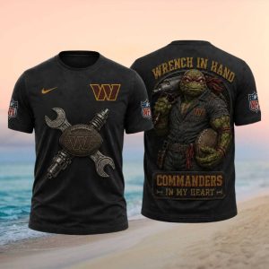 Washington Commanders Wrench in Hand Ninja Turtle Football Apparel T Shirt