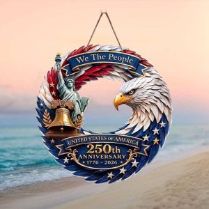 We The People 250th Anniversary Wreath Statue of Liberty & Liberty Bell Wall Ornament