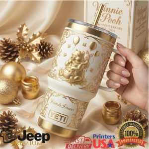 Winnie the Pooh 100th Anniversary 1926 2026 Friends Forever Gold Vintage 20oz Stainless Steel Insulated Tumbler