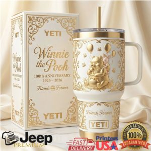 Winnie the Pooh 100th Anniversary 1926 2026 Friends Forever Gold Vintage 20oz Stainless Steel Insulated Tumbler