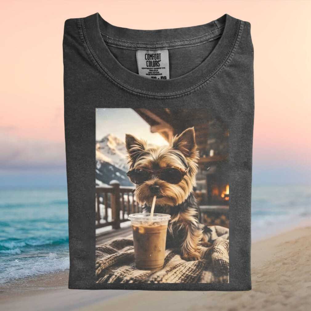 Yorkshire Terrier Sunglasses Mountain Iced Coffee T Shirt Yorkshire Terrier Sunglasses Mountain Iced Coffee T Shirt